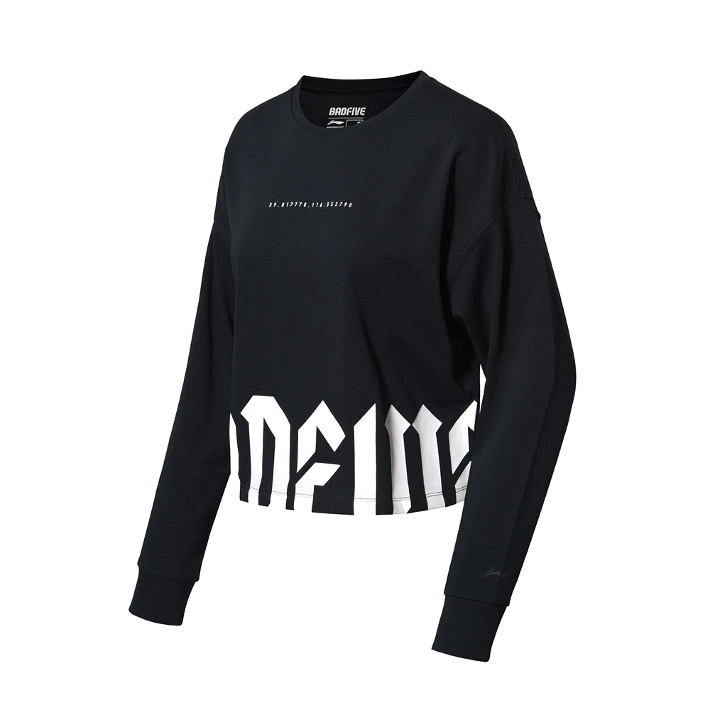 Li-Ning Женская баскетбольная Футболка BAD FIVE рубашки с длинными рукавами 100% хлопок