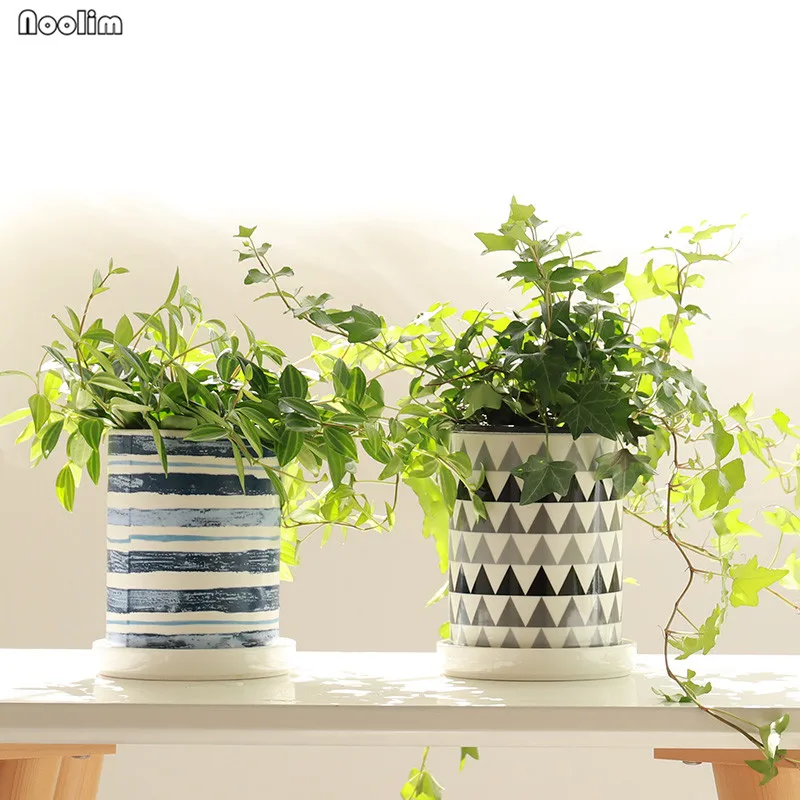 Керамический цветочный горшок в скандинавском стиле с поддоном креативные