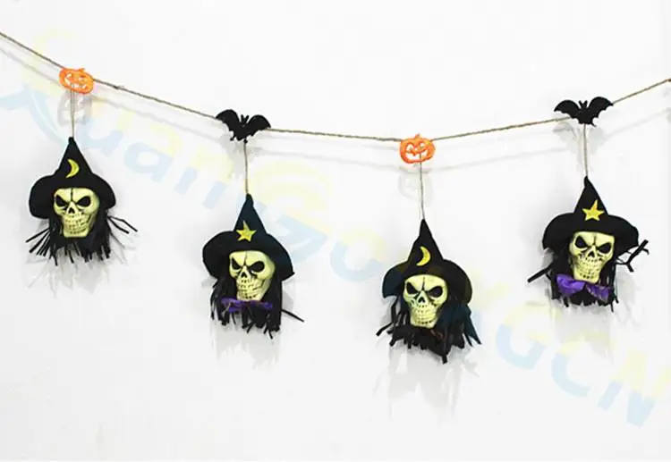 

160pcs Halloween Party Decorations Garland Bunting Flags Skull witch home bar window Market Mall Banner festival Pendant Props