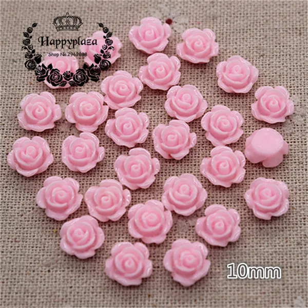 pink 100pcs 100 шт 10 мм Разноцветные милые цветы из полимера, розы с плоским основанием Кабошон DIY Ювелирные изделия/ремесло украшения - Цвет: pink 100pcs
