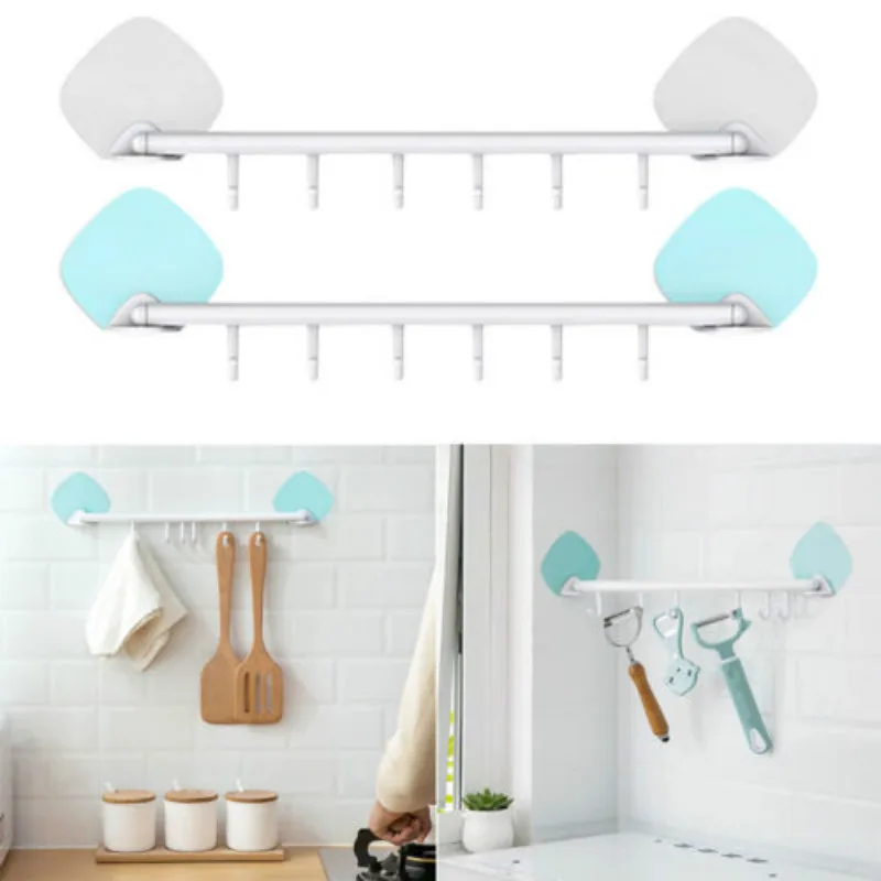 Вешалка для полотенец клей 6 Крючки ванной и кухни настенный держатель двери