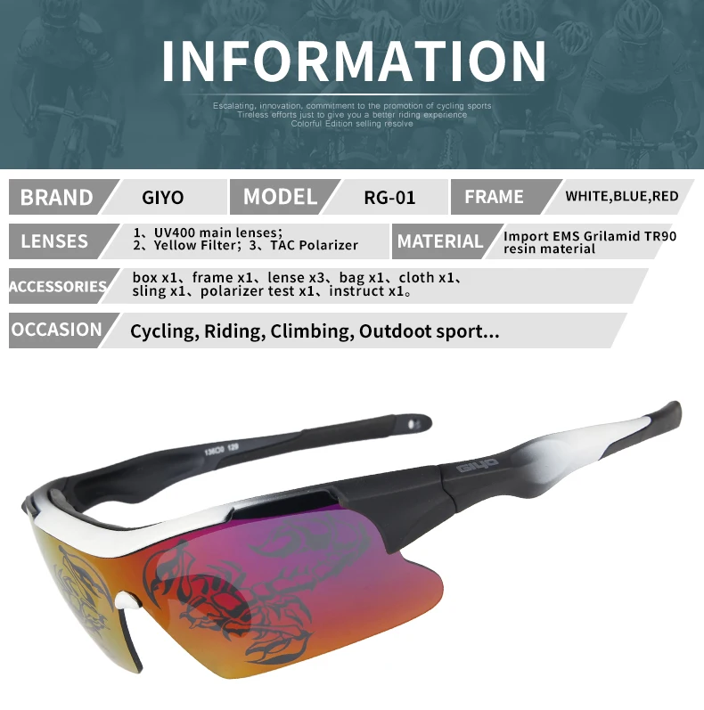 GIYO поляризованные велосипедные очки UV400 защита линз MTB дорожный велосипед Спорт на открытом воздухе велосипед солнцезащитные очки для велоспорта