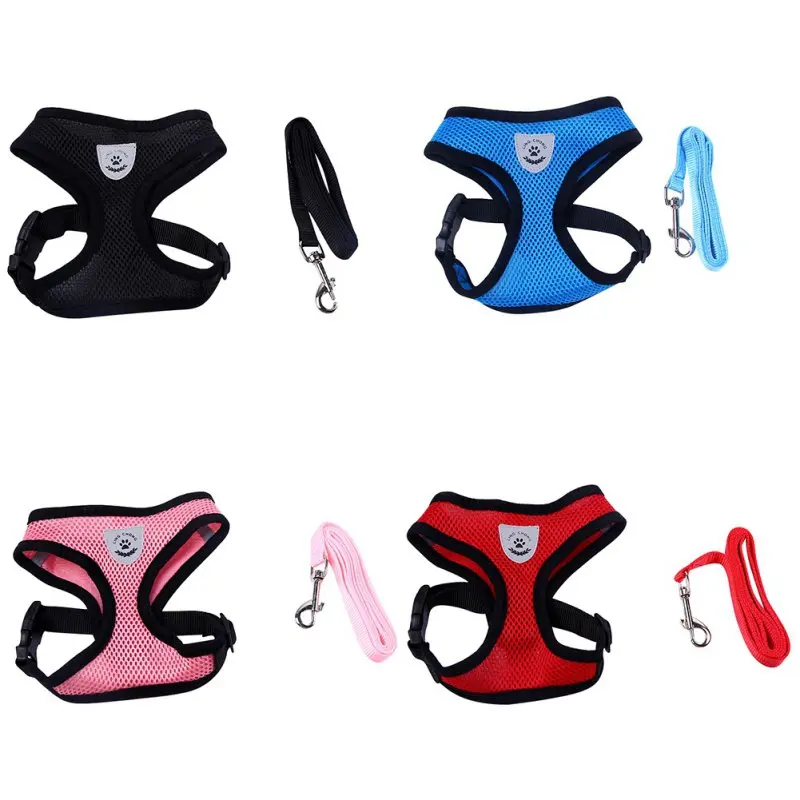 Дышащая сетка маленькая собака поводок и набор щенков жилет розовый красный