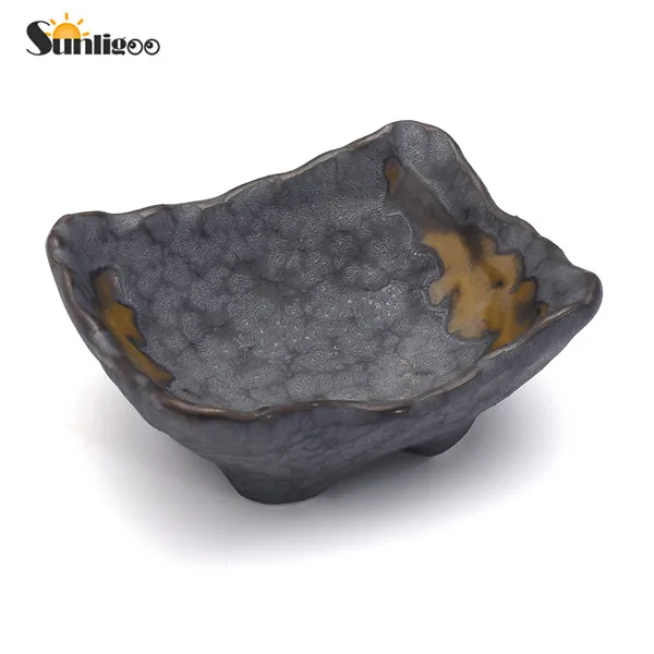 1pc Tray Sunligoo Лава камень Арома эфирное масло диффузор набор с винтажным нерегулярным квадратным керамическим блюдце-поддон+ Лава камень набор - Цвет: 1pc Tray