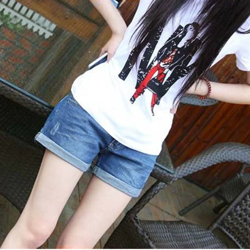 New 2016 Fashion Summer Women Ladies Loose Lanky Retro Frayed Hem Denim Jeans Shorts Ripped Hole Short Pants Plus Size 26-31 | Женская