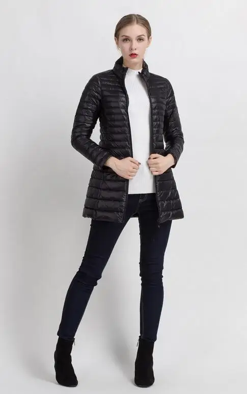 Случайные Сверхлегкий Вниз Пальто Женщин Зимняя Куртка женщин Куртки Длинный