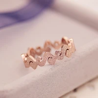 yun ruo brand rose gold color frosted ring wavy design for woman girl gift couple jewelry 316 l stainless steel ring top quality