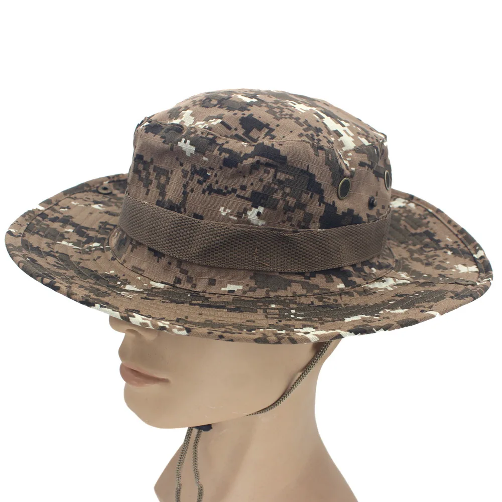 Desert Camo Панама шляпа Сафари Boonie шляпа мужская Панама Рыбалка Хлопок Открытый Унисекс для женщин Лето Охота Боб Защита от солнца рыбак шляпы - Цвет: Desert Camo