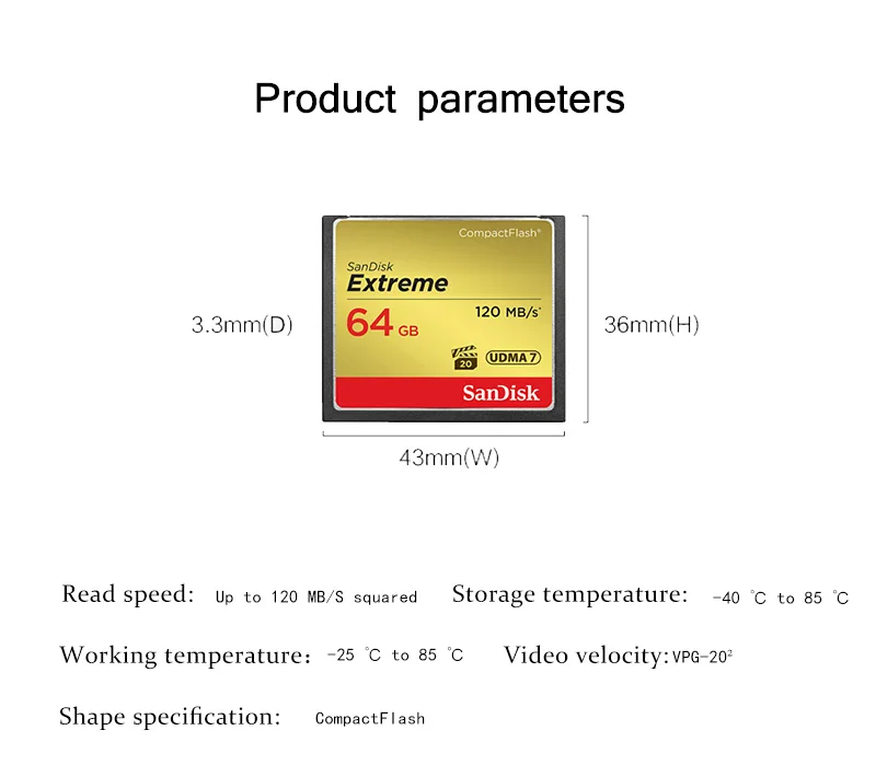 Оригинальная карта памяти SanDisk Extreme 32 Гб 64 Гб максимальная скорость чтения 120 м/с карта памяти CF для камеры карта памяти 128 ГБ