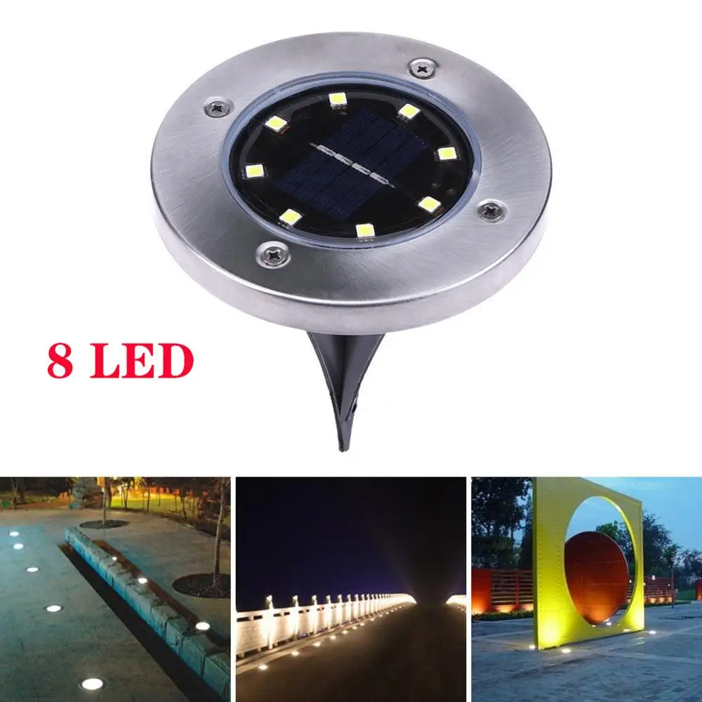 8 LED Solar Floor Light IP67 Waterproof Outdoor Power Underground Lamps For Path Way Garden Terrace Stair Lighting Deco | Освещение