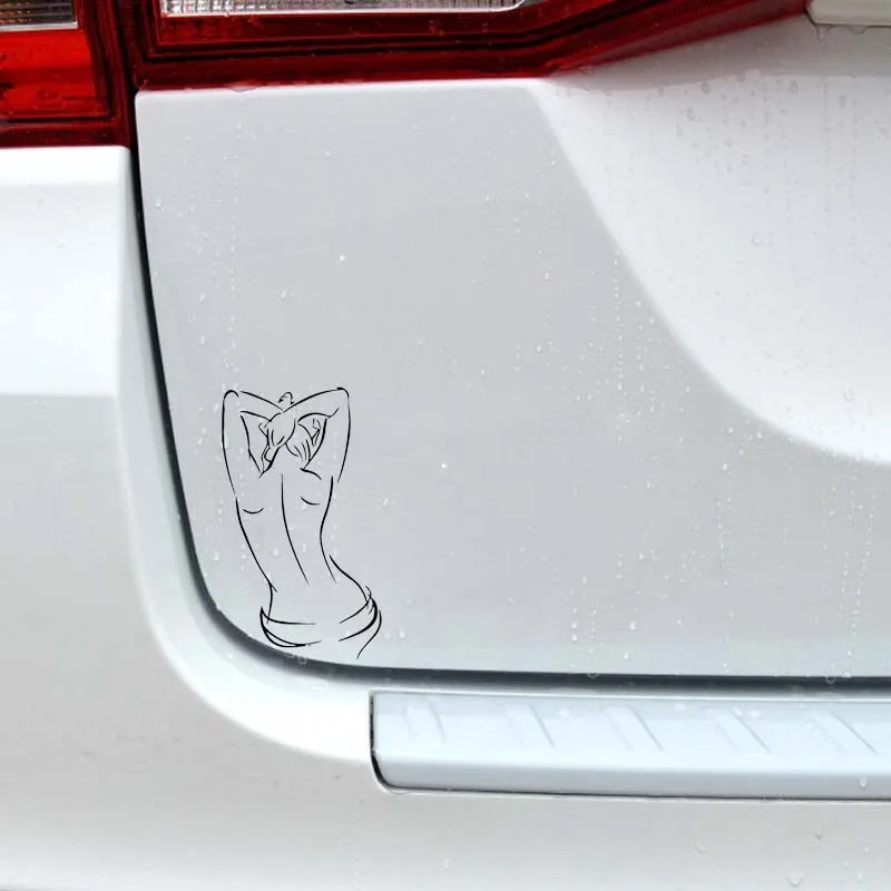 

YJZT 8.6*14.7CM Artistical Line Perfect Figure Girl Car Sticker Popular Fashion Style Black/Silver Vinyl Car Decal C20-0930