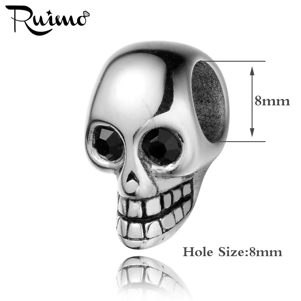 Бусина Шарм из нержавеющей стали 316l с отверстием 8 мм|beads charms|for diyskull head beads |