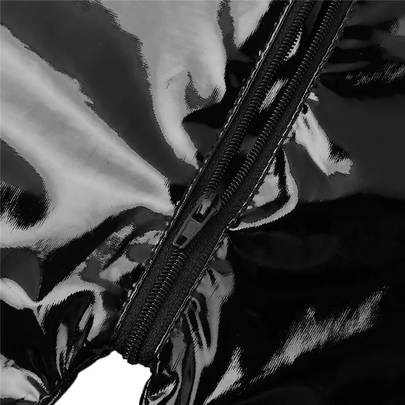 YiZYiF мужской комбинезон из лакированной кожи без рукавов на молнии с шаговым швом