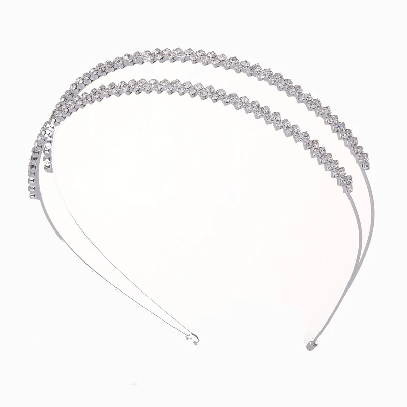 Серебряный кристалл обруч аксессуар для волос простые Стразы двухслойные обручи
