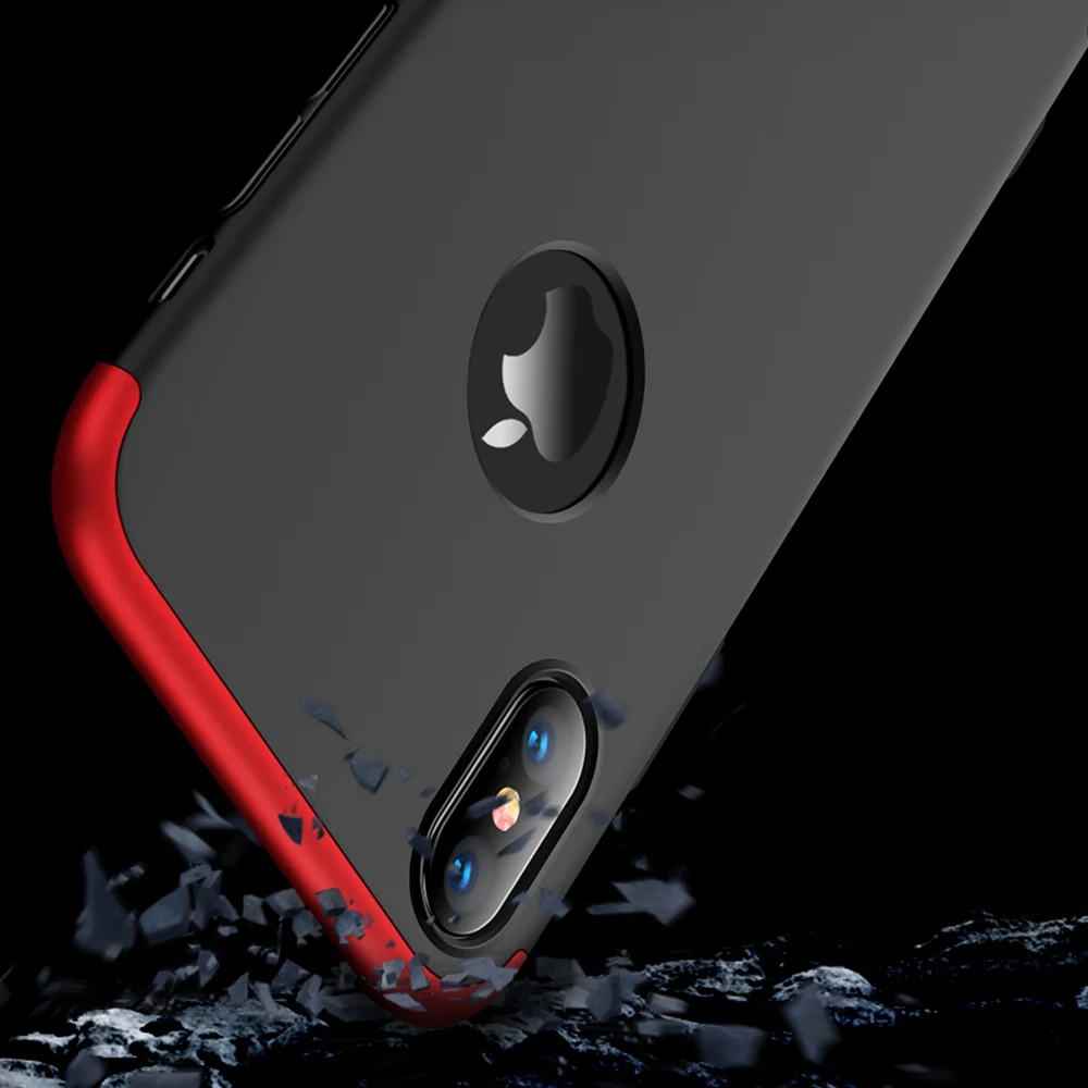 3in1 Full Coverage Protective Armor Case + Tempered Glass Screen Protector Anti Shock Hard Cover For iPhone 7 8 Plus X XR XS Max |