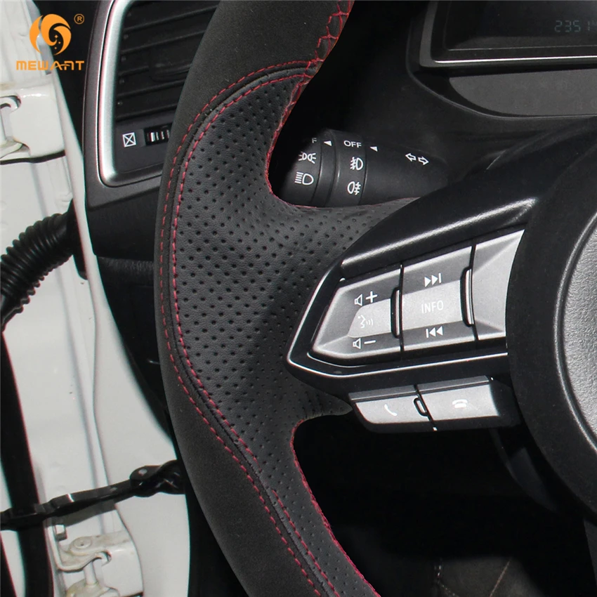MEWANT черный кожаный замшевый чехол на руль для Mazda 3 Axela 2017 6 Atenza 2018 CX 5 CX5 9|steering wheel