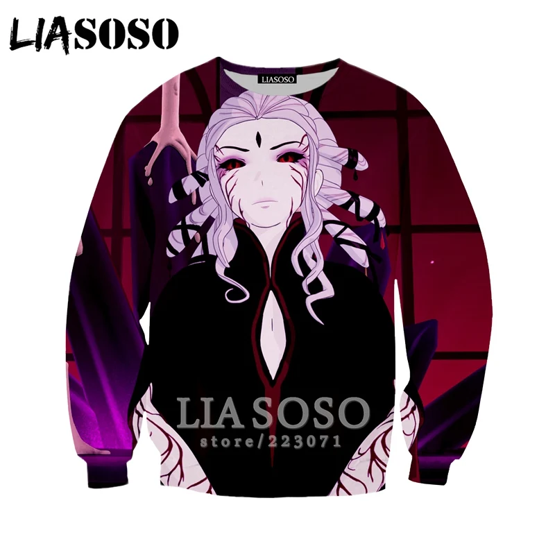 LIASOSO Осень Новые мужские и женские модные толстовки 3D принт Аниме RWBY Толстовка длинный рукав хип хоп Harajuku пуловер B012-19