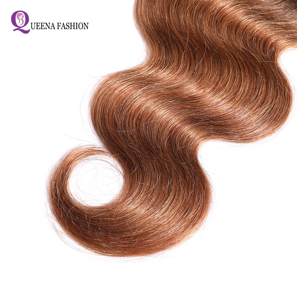 Queena 1b/4/30 Ombre блондинка человеческих волос Связки с фронтальной тело волна