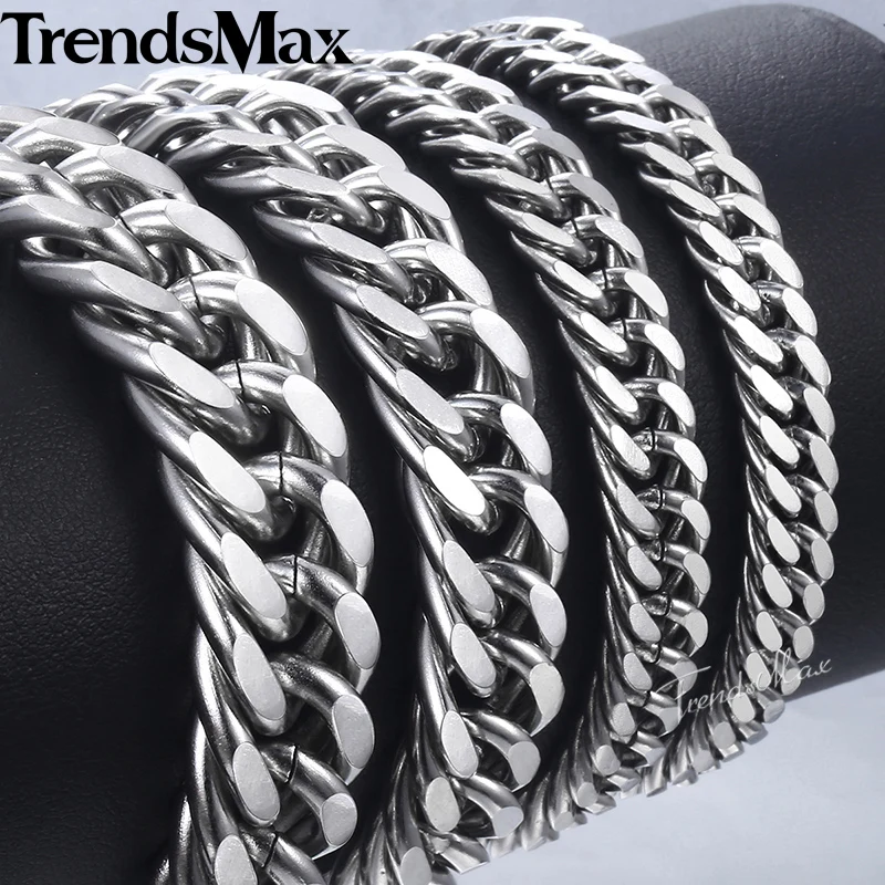Мужские браслеты из нержавеющей стали Trendsmax 7/9/11/13 мм браслет серебряного цвета с