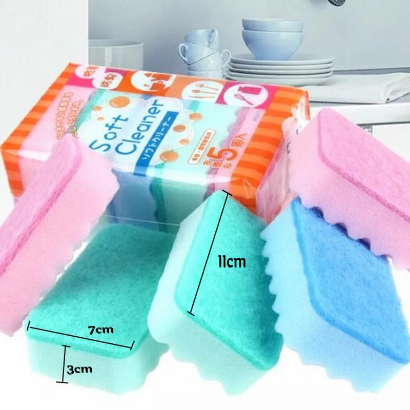 5 шт./лот креативная зеленая кухонная губка для очистки многофункциональная