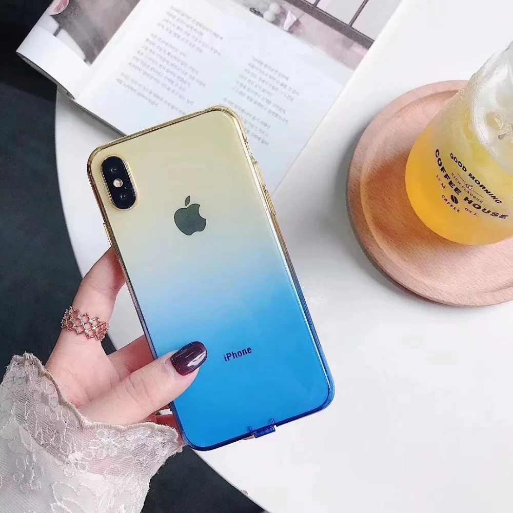 NUNOR прозрачный Постепенное Цвет чехол для Iphone 6 Plus x XS XR XSMAX изменение цвета