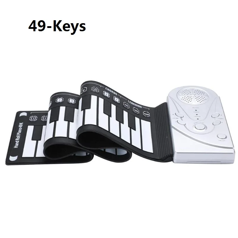 49 Keys white 49/61/88-key рулонное пианино гибкое Силиконовое рулонное пианино складная клавиатура для детей студенческий музыкальный инструмент дропшиппинг - Цвет: 49 Keys white