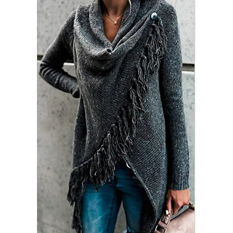 BYUAN Fashion Ladies Sweaters Women Knitted Sweater Outerwear Autumn Winter Irregular Loose Jumpers Sweter Mujer | Женская одежда