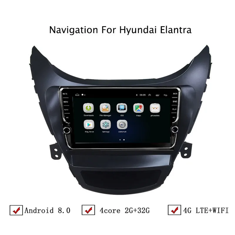 9" Android 6.0/8.0/8.1 Car DVD GPS Navigation For Hyundai Elantra 2011 2012 2013 2014 Radio Head Unit | Автомобили и
