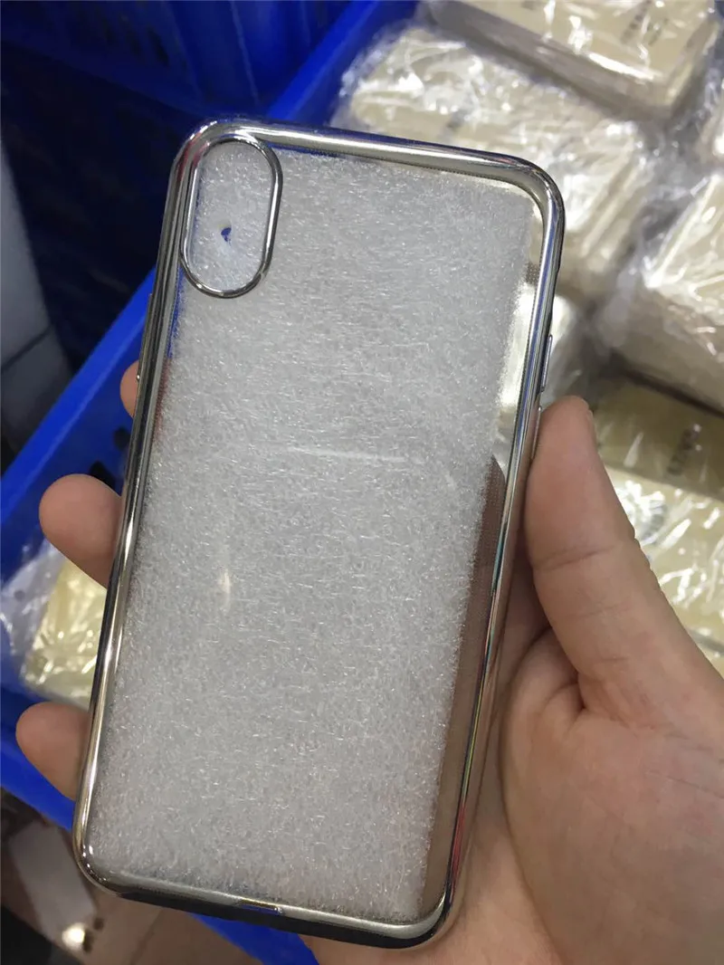 100 шт./лот ТПУ розовое золото покрытие кристально чистый чехол для iPhone X чехлы 7 6 5 6s