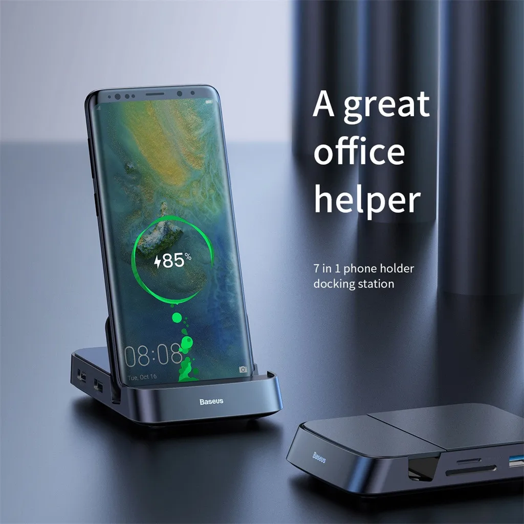 Type-C Телефон концентратор Мульти USB C док-станция USB Tpye C концентратор HDMI док-станция с адаптером питания для samsung S9 S10 Pixel 3 3XL