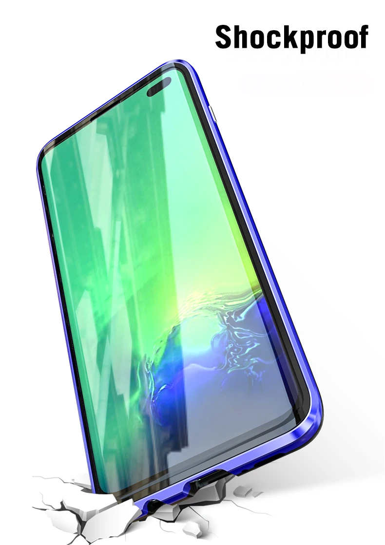 Двухместный Закаленное Стекло S10plus чехол для samsung Galaxy S10 S8 S9 плюс S10E примечание 9 8 магнитных металлический каркас адсорбции крышка