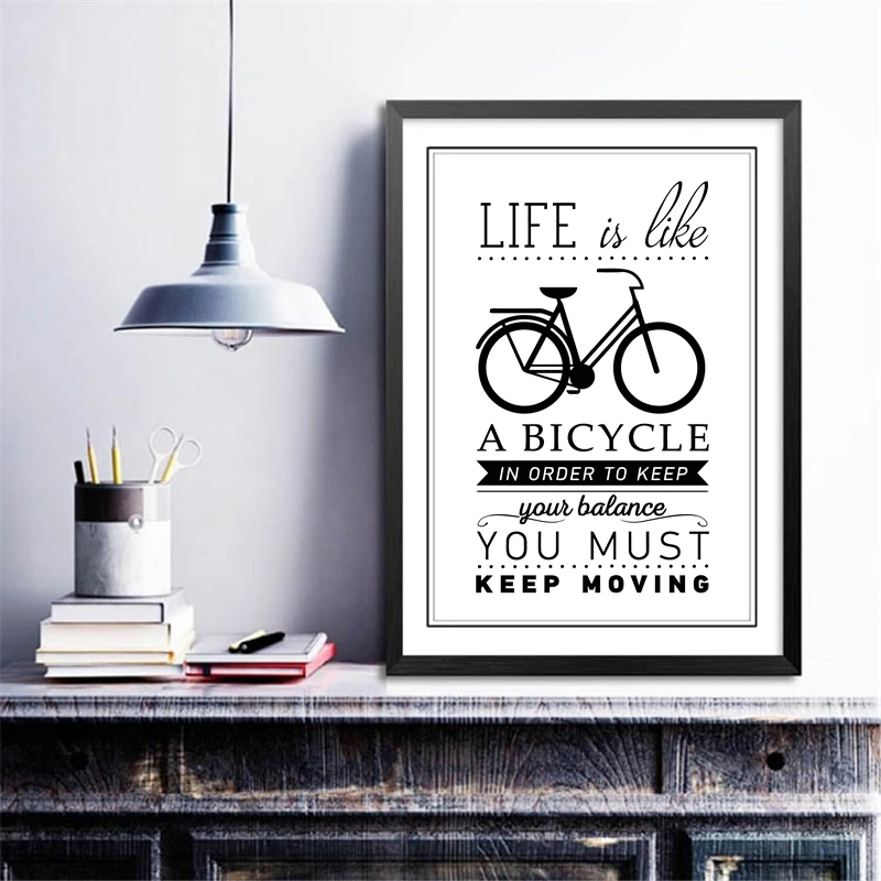 Жизнь похожа на велосипед холст принты вдохновение цитата художественная