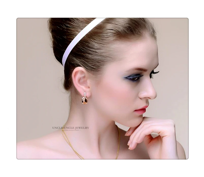 Классический белый золотой цвет австрийский кристалл синий прямоугольник