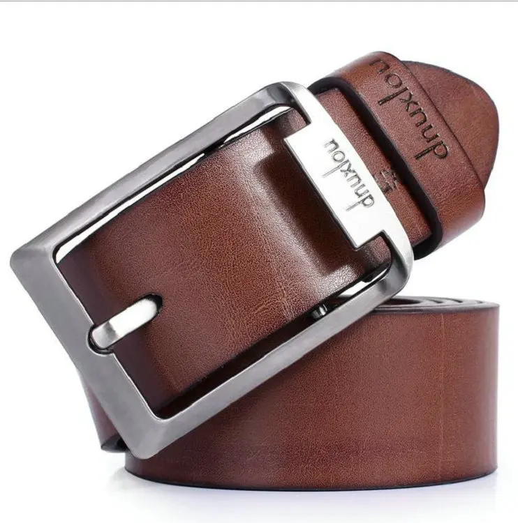 Brown 586 Pin Buckle Dnuxlou Бизнес для отдыха широкий искусственная из искусственной кожи ремень Для мужчин дизайнерские Ремни элегантные блестящие металлические пряжки 125 см Cinto Ceinture - Цвет: Brown 586 Pin Buckle