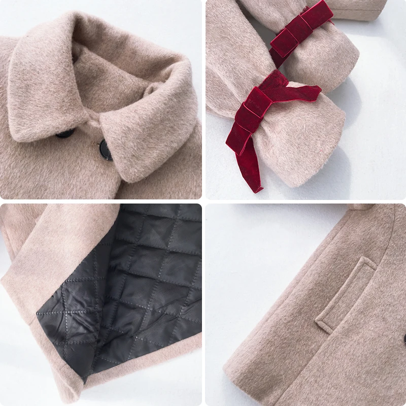 Детские зимние шерстяные куртки для девочек коллекция 2019 года пальто с отложным