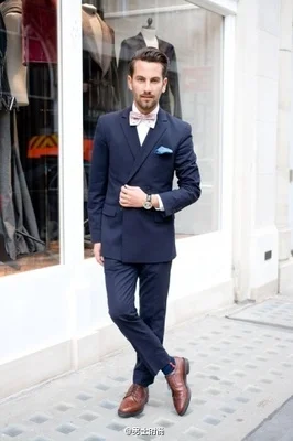 Groom Business Double Breasted Casual Slim Fit Men's Suit Hot Sale Tuxedo Wedding Party Formal (Jacket + Pants) | Мужская одежда