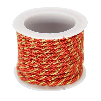 

3M/roll Tag Rope DIY Craft 3 strands Gold Silk Rope Golden/Red/Silver Party Supply Vintage Rustic Wedding Decoration