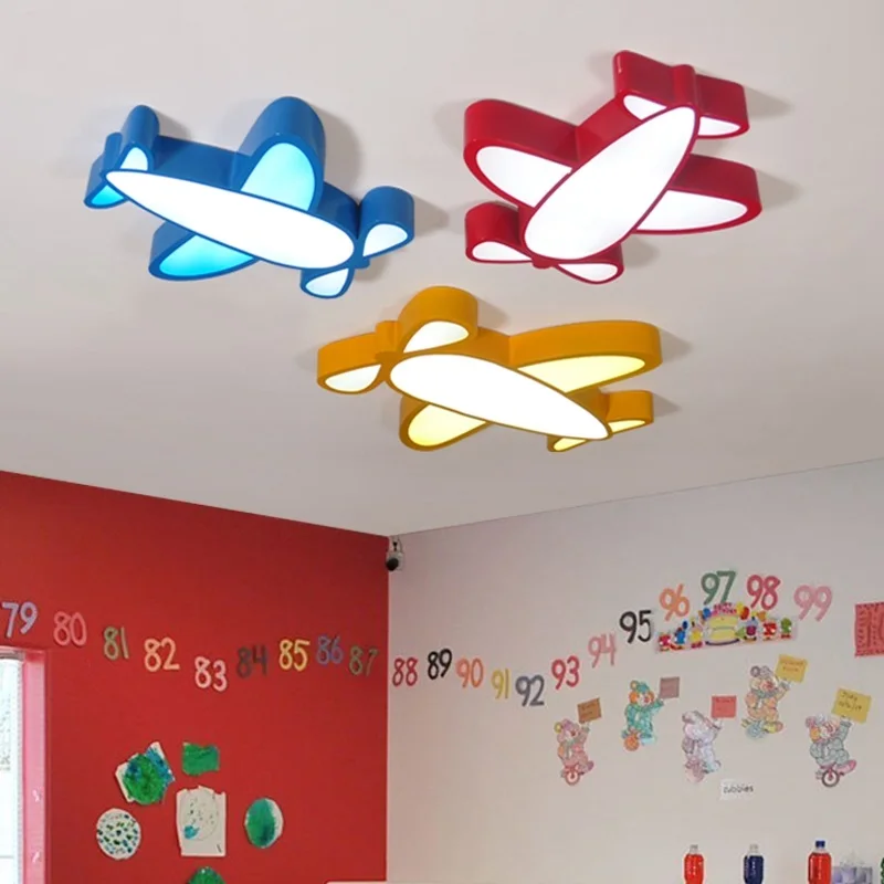 Мультяшные самолеты светодиодный Потолочные светильники для мальчиков спальни