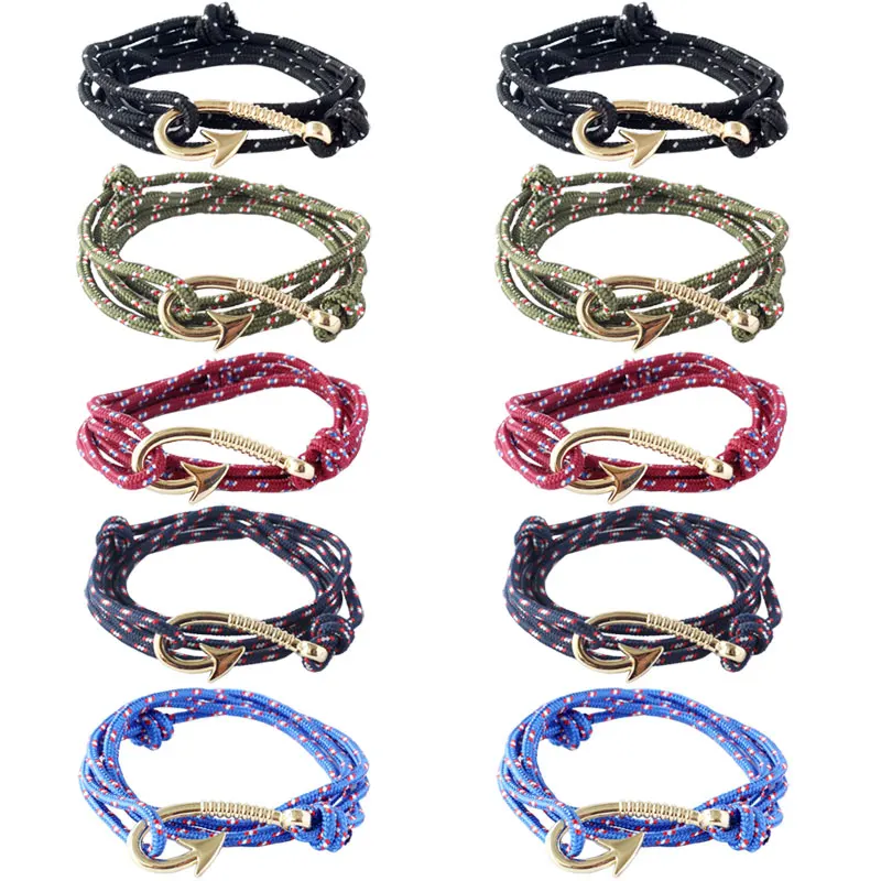 10PCS/LOT QingGear Handmade Paracord Adjustable Hook Bracelet With Pendant Tactical Parachute Rope | Спорт и развлечения
