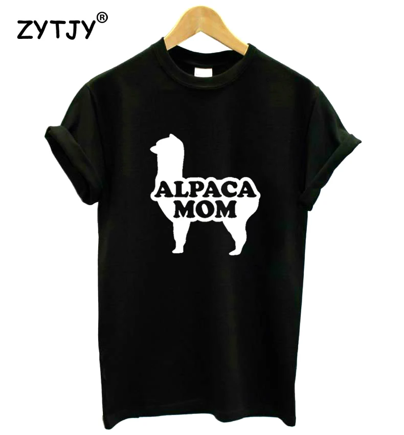 Альпака мама принт Для женщин футболка хлопковая забавная для Леди Топ девочек