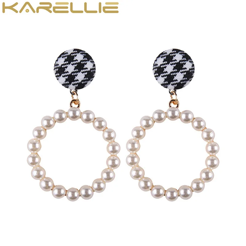 Karellie Для женщин очарование жемчуг круглый Bijoux Капли серьги Мода себе мотаться Boho