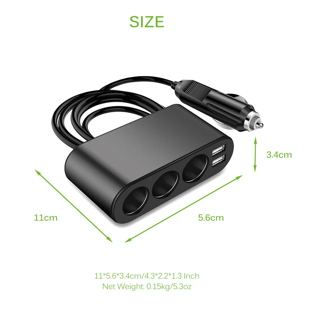 Powstro 3.1A двойной Переходник USB для зарядки в машине поддержка смарт быстрой зарядки телефона DC 12-24 В с 1 до 3 120 Вт гнездо прикуривателя