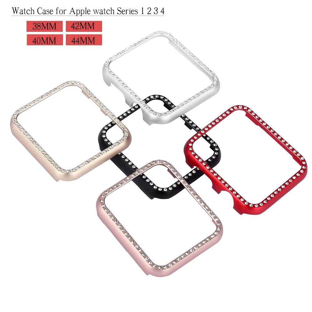 Блестящий чехол со стразами бампер для Apple Watch Series 3 2 1 42 мм 38 Iwatch 4 Band 44 40 Кристалл