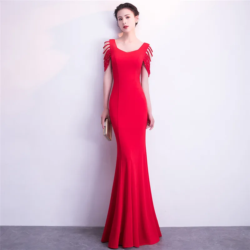 Женское асимметричное платье русалка синее Длинное Элегантное облегающее с