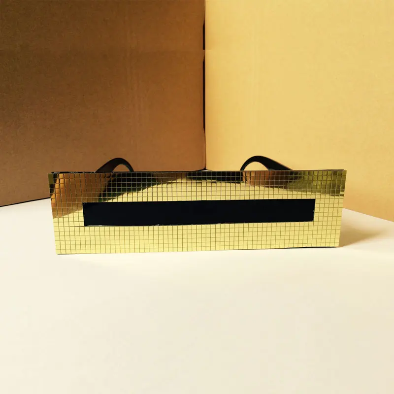 Солнцезащитные очки праздничные цельный прямоугольник Золотая Шахматная панель