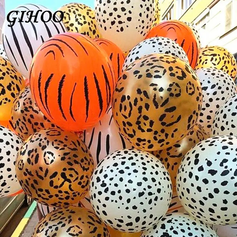 Mixed GIHOO 10 шт. 12 дюймов воздушные шарики из латекса с животными Тигр Зебра лев леопард день рождения Джунгли Тема вечерние надувные Globos детские игрушки - Цвет: Mixed