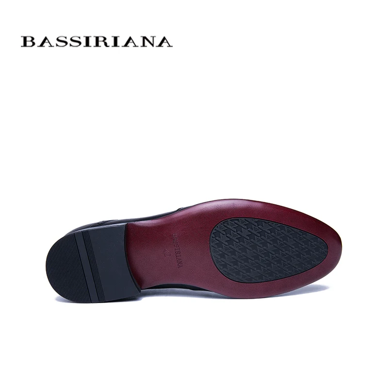 BASSIRIANA/Новинка, деловые туфли из натуральной кожи, мужские деловые туфли на шнуровке, весна-осень, черные, размеры 39-45, удобные и дышащие
