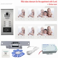 for 6 apartment videodoorphone with electric lock and camera video on door rfid ring video doorbell 7 clor monitors system unit
