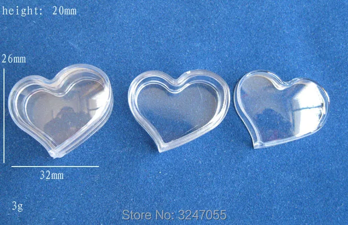 

3G 100pcs/lot Empty Clear Cute Heart Shape Cosmetic Containers, Plastic Lovely Nail Art Decorations Box, Lipstick Sub Package