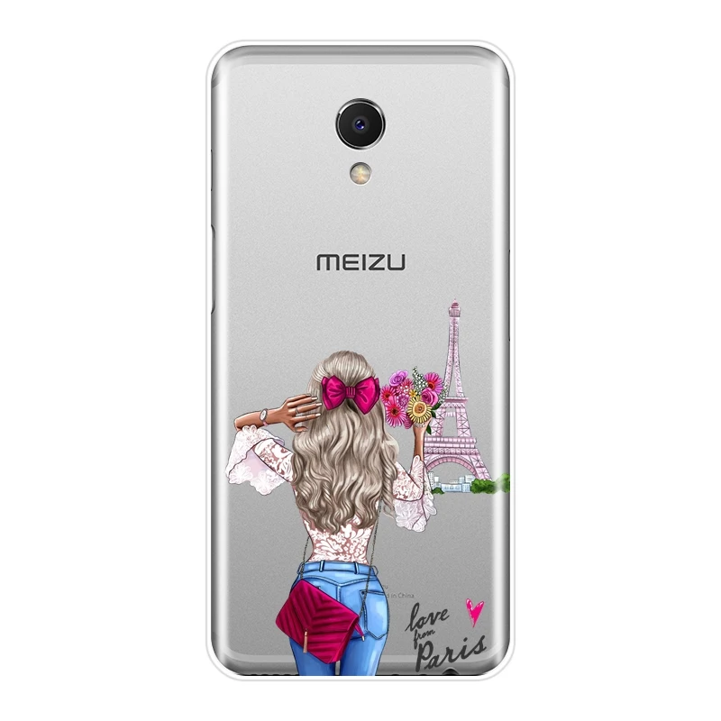 Чехол для телефона Meizu M2 M3 M5 M6 Note силиконовая Эстетическая Черная мягкая задняя